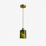 Cargar imagen en el visor de la Galería, One head green jade cylinder pendant lamp with 3.9 inch / 10 cm shade