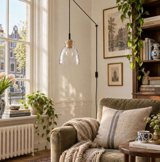 Sculpturale glazen hanglamp met reliëf