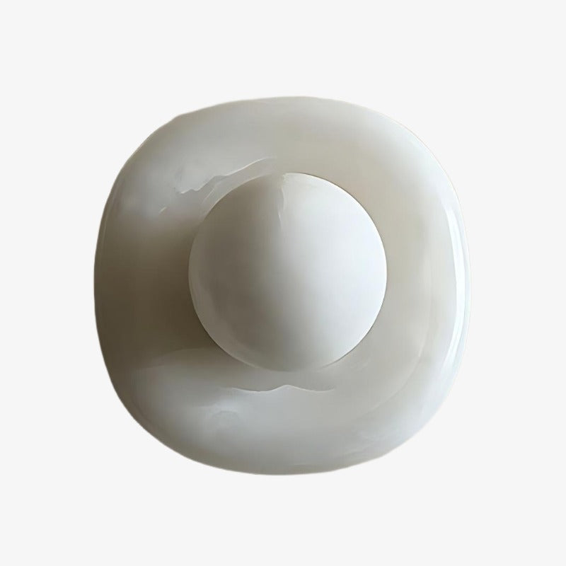 Oria Modern Square or Round Jade Wall Lamp with Alabaster Shade for Bedroom or Bathroom Vanity