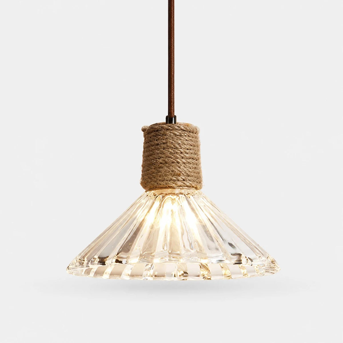 Rustic Woven Rope Glass Pendant Light Collection