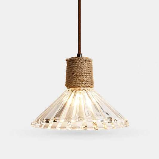 Rustic Woven Rope Glass Pendant Light Collection