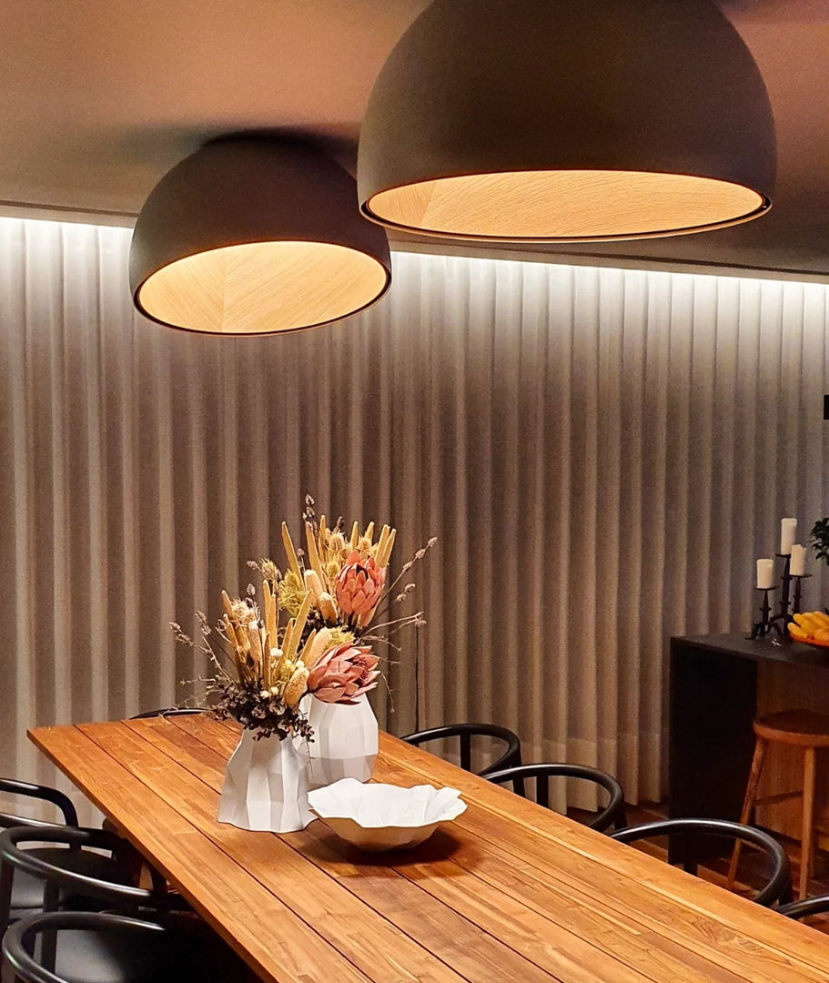 Lampe Plafonnier Duo – Luminaire Moderne en Bois Grain et Métal à Montage Affleurant pour Salon et Chambre