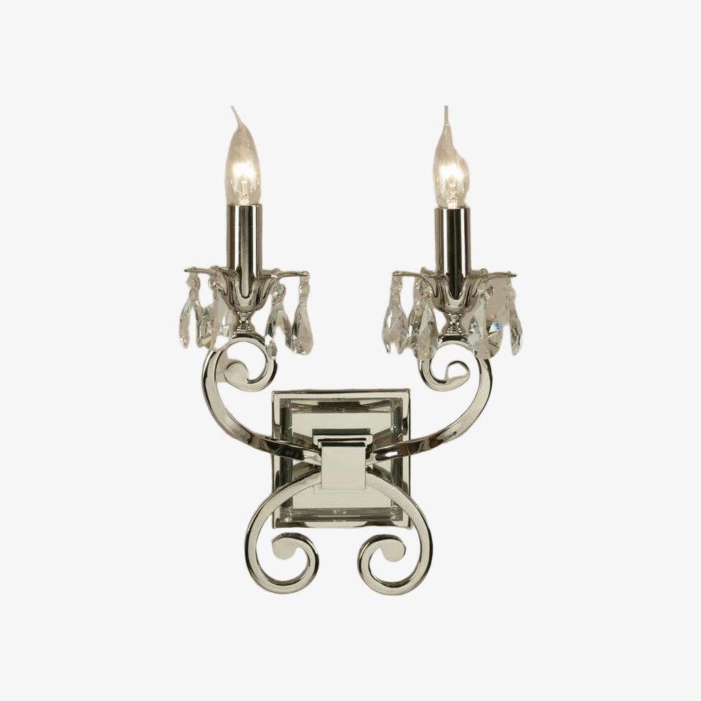 Talonis Kristal Accent Wandlamp – Gebogen Chroom Armontwerp voor Woon- en Halruimtes