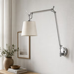 Charger l'image dans la visionneuse de la galerie, Lunavera Modern Capiz Shell or Fabric Shade Adjustable Arm Wall Lamp for Bedroom