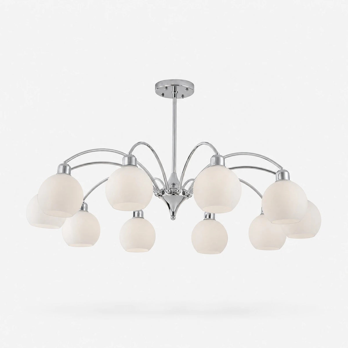 Chrome 10-light glass globe chandelier