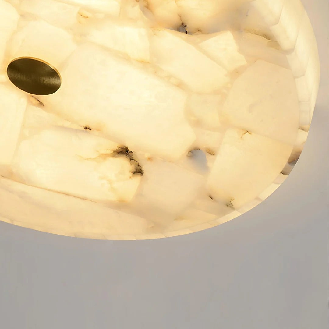 AlbaSphere Modern Round Ultra Thin Ceiling Lamp - Alabaster Contemporary Home Lighting
