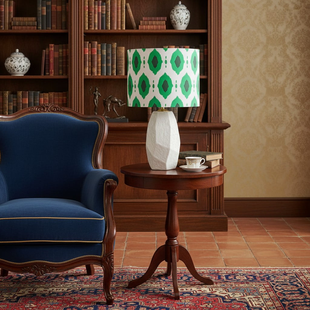Lámpara de Mesa Escultural de Cerámica Arivane – Luz de Mesa con Pantalla Decorativa de Tela para Mesas Auxiliares