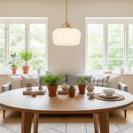 Cargar imagen en el visor de la galería, Lámpara colgante de vidrio opalino Lirra - Gota metálica moderna ajustable para cocina y comedor