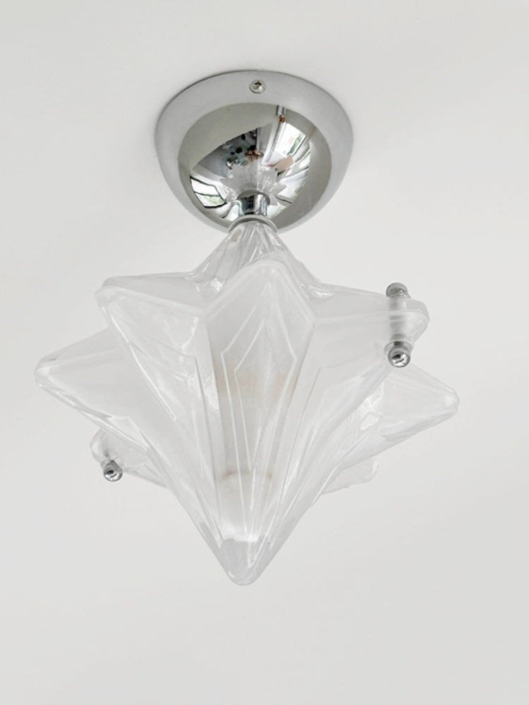 Art Deco Star Ceiling Lamp – Frosted Glass Fixture for Hallway & Entryway – Astris Ceres