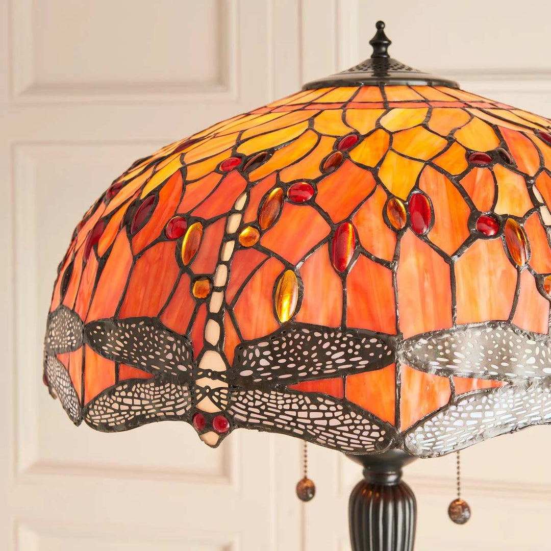 TF Dragonfly Motif Floor Lamp – Vintage Stained-Glass for Living Rooms