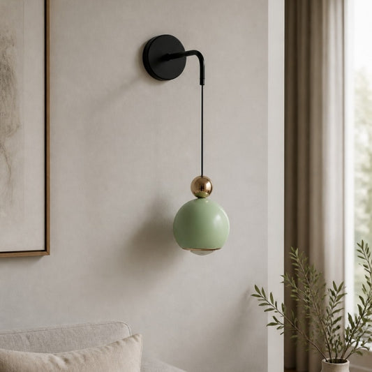 Lámpara de pared montada Veslin nórdica con globo – lámpara de acento minimalista para interior de dormitorio  