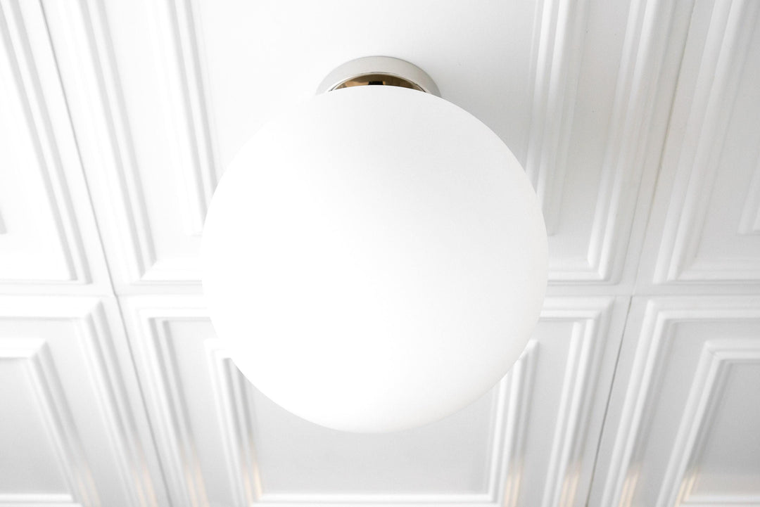 Glorica Glass 12 Inch Globe Ceiling Light - Frosted Glass Art Deco Pendant And Flush Mount
