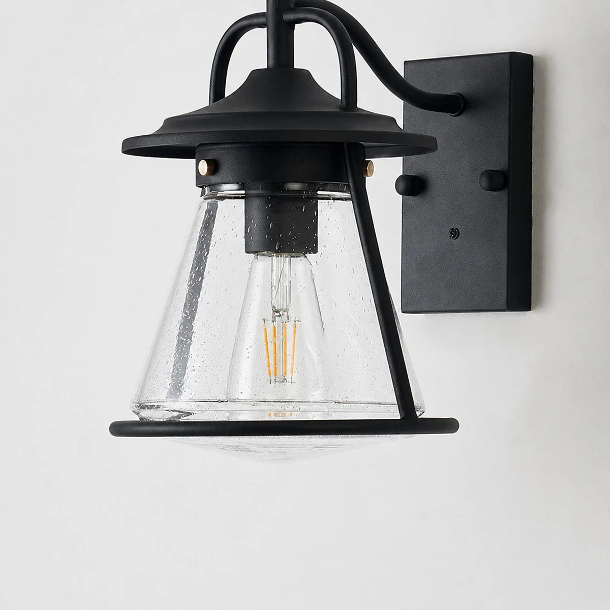 Black Glass Outdoor Wall Lantern Sconce