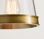 Load image into Gallery viewer, Driscoll Glass Drum Pendant Light - Contemporary Brass Hanging Lamp
