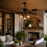 Cargar imagen en el visor de la Galería, Ceiling fan light in a rustic room with fireplace