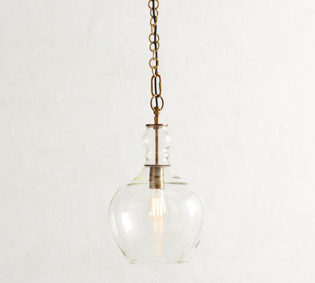 Lawson Glass Pendant Light - Recycled & Milk Glass with Bronze Accent