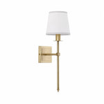 Afbeelding laden in galerijweergave, Single Head brass wall sconce with white fabric shade