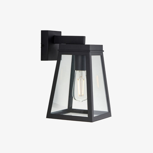 Farol de Pared Exterior Trevanta de Vidrio Transparente y Negro - Iluminación Exterior Moderna