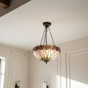 TF Hutchinson Tiffany Pendant - Inverted Art Glass Adjustable Light for Home