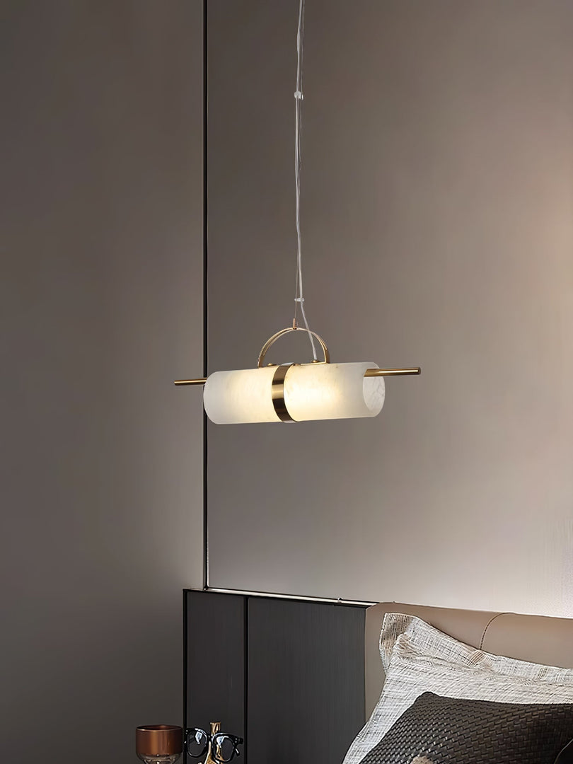 Mini zylindrische Alabaster-Pendelleuchte