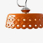 Cargar imagen en el visor de la Galería, Glossy orange metal and ceramic shade with pierced wave pattern
