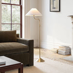 Load image into Gallery viewer, Fibura Elegant Floor Lamp Linen Shade Champagne Bronze – Add Warmth
