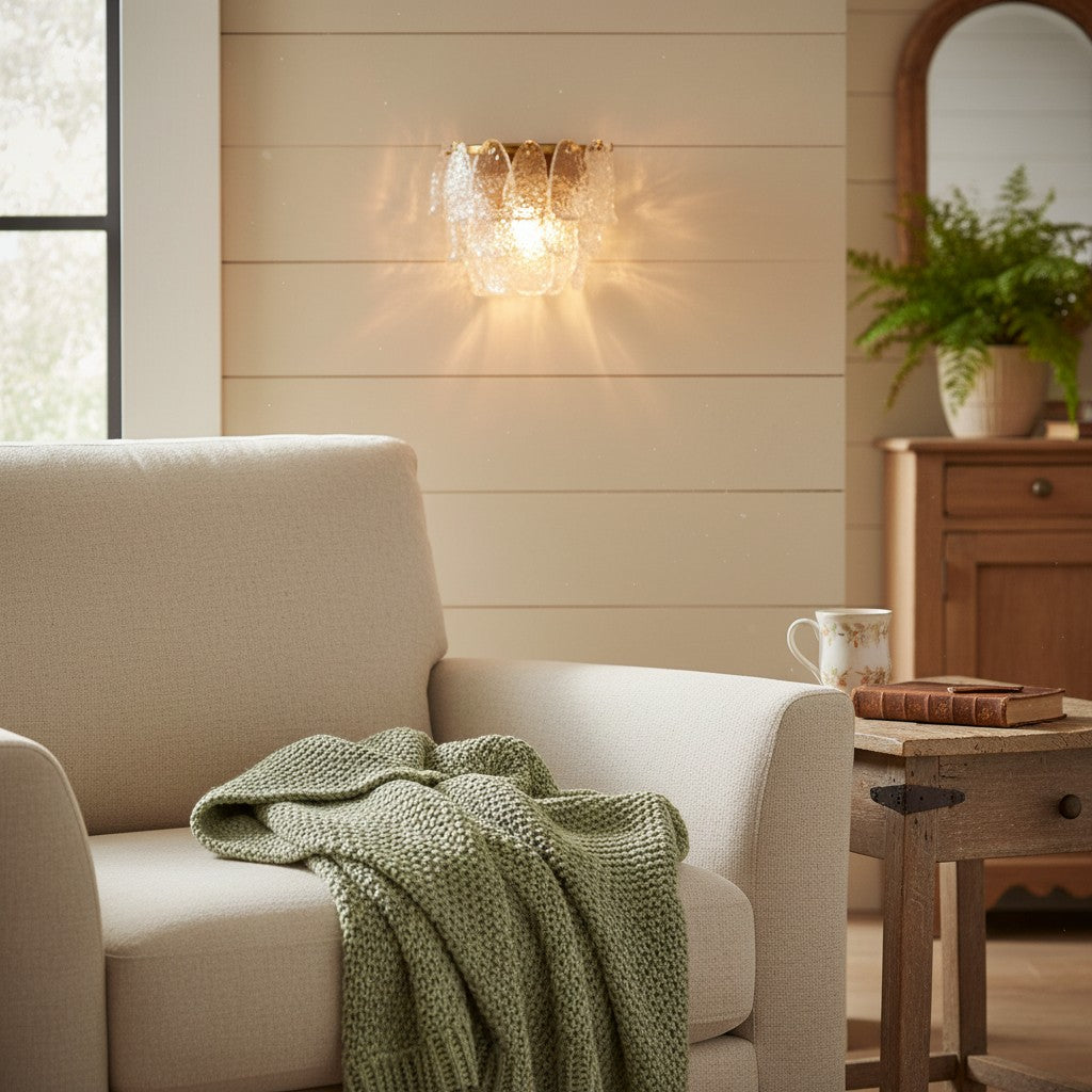 Lumvey gelaagde glazen wandlamp — Art Deco wandlamp voor badkamer en hal