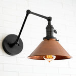 Load image into Gallery viewer, Conique Metal Industrial Wall Sconce with Adjustable Arm - Vintage Copper Cone Shade for Task Lighting
