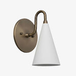 Load image into Gallery viewer, Curva Metal Cone Shade Sconce – Vintage Brass Wall Light for Entryway or Stairwell