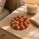 Charger l'image dans la visionneuse de la galerie, Colorful felt coaster on a bedside table
