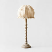 Beige-coffee pleated shade wooden table lamp
