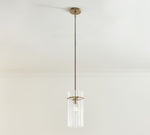 Load image into Gallery viewer, Lumora Crystal Pendant Light – Elegant Tumbled Brass &amp; Cut Glass
