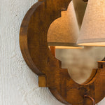 Cargar imagen en el visor de la Galería, Antique Wood Wall Sconce With Fabric Shade