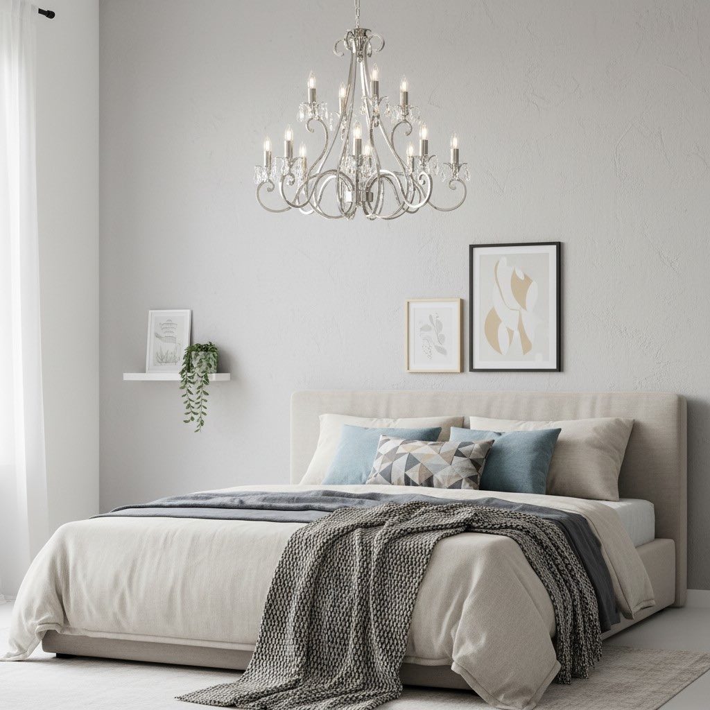 Talonis Kristall-Kronleuchter - Traditioneller Kerzenstil aus Messing und Nickel für Wohnzimmer und Esszimmer