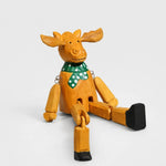 Bild in die Galerieansicht laden, Hand-carved wooden christmas reindeer with green scarf ornament