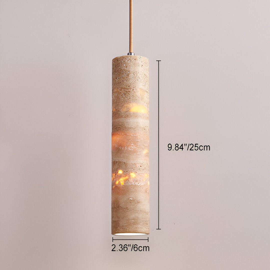 Lámpara Colgante Tubo de Travertino Crema