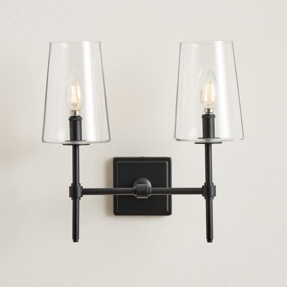 Derlina Multi-Head Candlestick Clear Glass Wall Lamp – Retro Metal Sconce