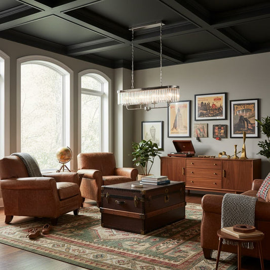 Lámpara Colgante Lineal Beveline de 4 Luces con Vidrio Facetado Cortado - Estructura Metálica Elegante para Comedor