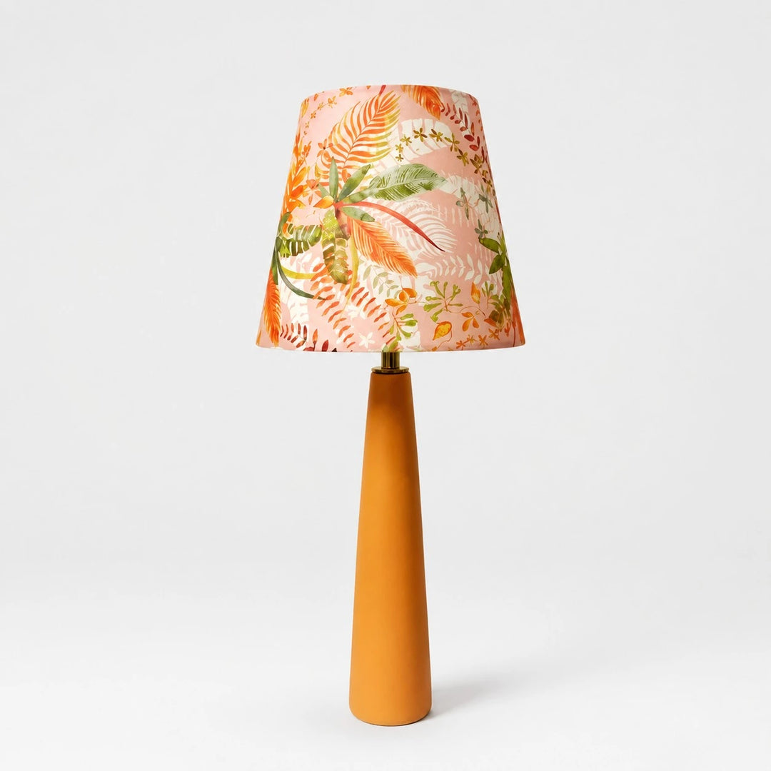 Lampe de table en céramique à motifs floraux Liberty avec base orange faite à la main