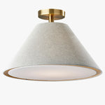Load image into Gallery viewer, Lorvion Linen Drum Shade Flush Mount &amp; Pendant - Antique Brass Ceiling Light
