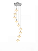 Load image into Gallery viewer, Art Deco Star Staircase Pendant Light - Frosted Glass Hanging Fixture - Astris Altair
