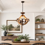 Afbeelding laden in galerijweergave, Rustic 3-light pendant chandelier in a farmhouse interior