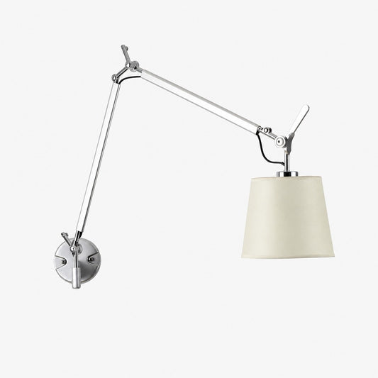 Lámpara de pared con brazo ajustable Lunavera moderna con pantalla de concha Capiz o tela para dormitorio  