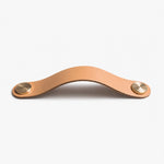 Afbeelding laden in galerijweergave, Cowhide leather and brass cabinet pull handle color and size option