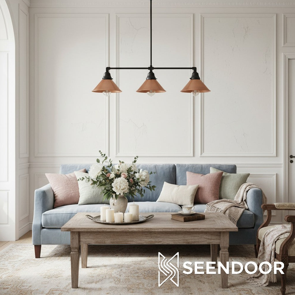 Conique Metal Island Pendant – Modern Linear Light for Kitchen