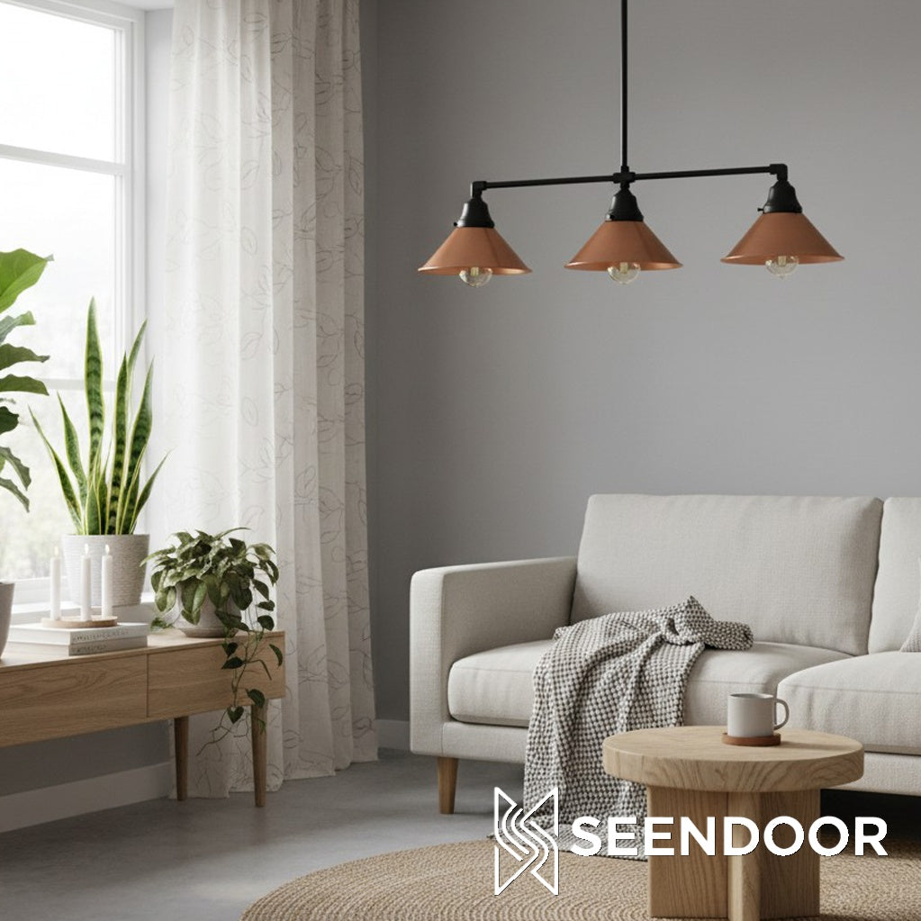 Conique Metal Island Pendant – Modern Linear Light for Kitchen