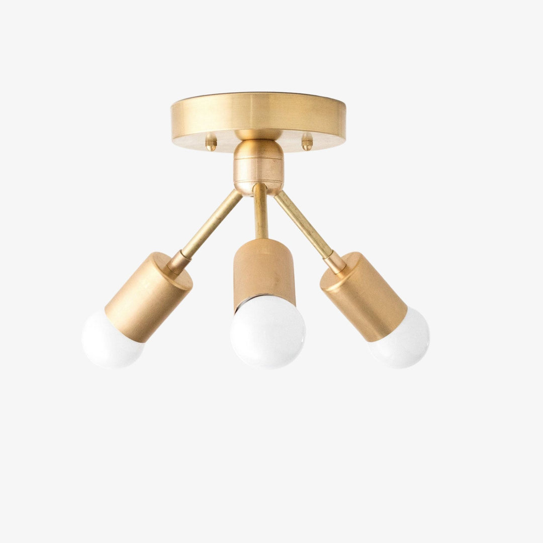 Mobilux Line Modern Brass Flush Mount - Minimalist Gold Ceiling Light for Bedroom