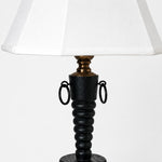 Load image into Gallery viewer, Vintage Black Wood Table Lamp with White Fabric Shade