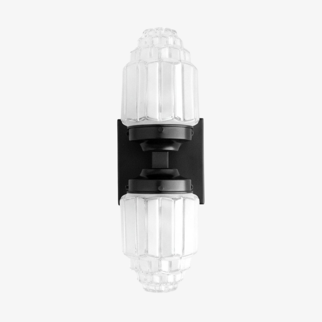 Tierlux Glass Art Deco Wall Sconce - Glass Frosted Globes with Skyscraper Globe