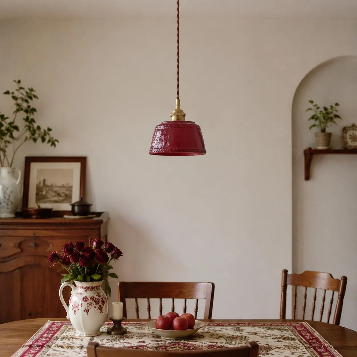 Red ceramic pendant light